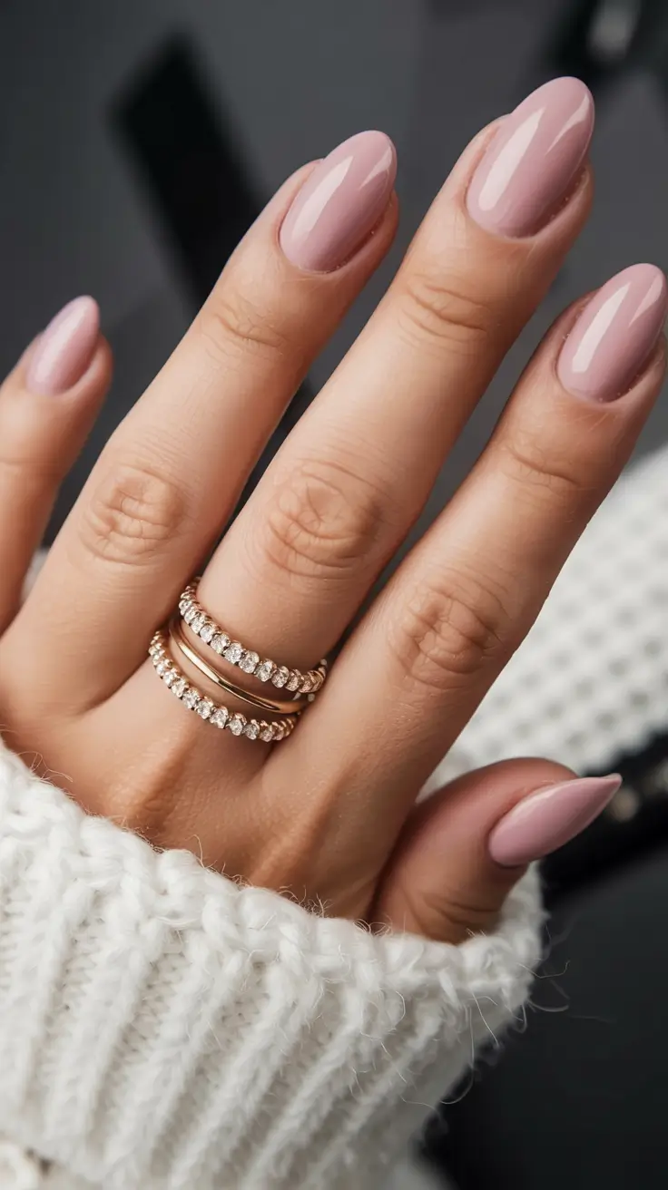 fall pink nail colors ideas 2025 Soft Mauve Glow