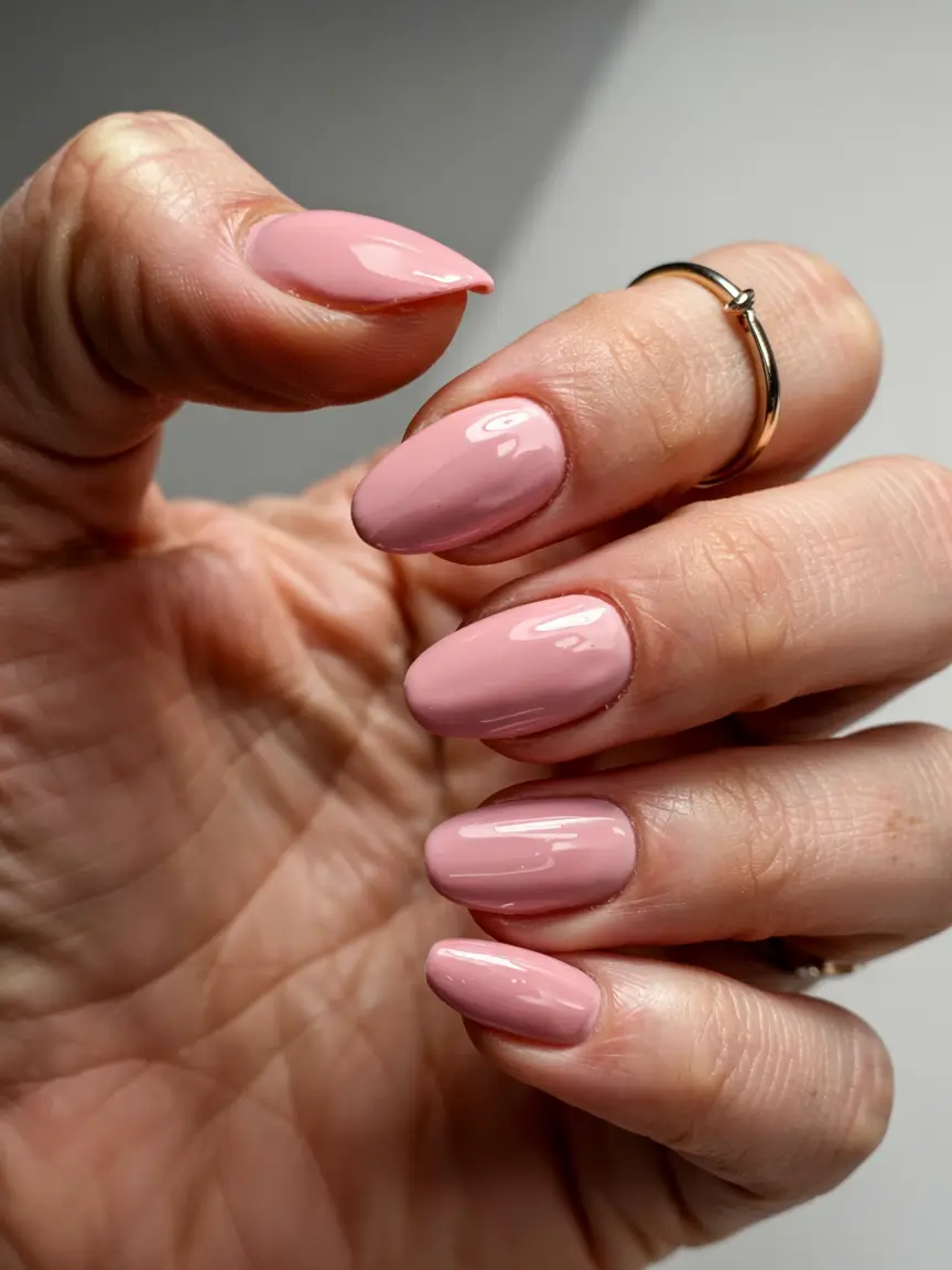 fall pink nail colors ideas 2025 Powdery Pink Perfection