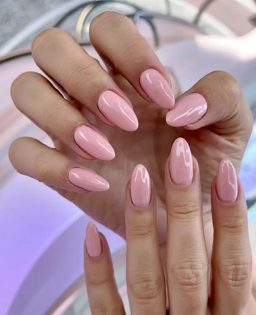 fall pink nail colors ideas 2025 Soft Pink Glow