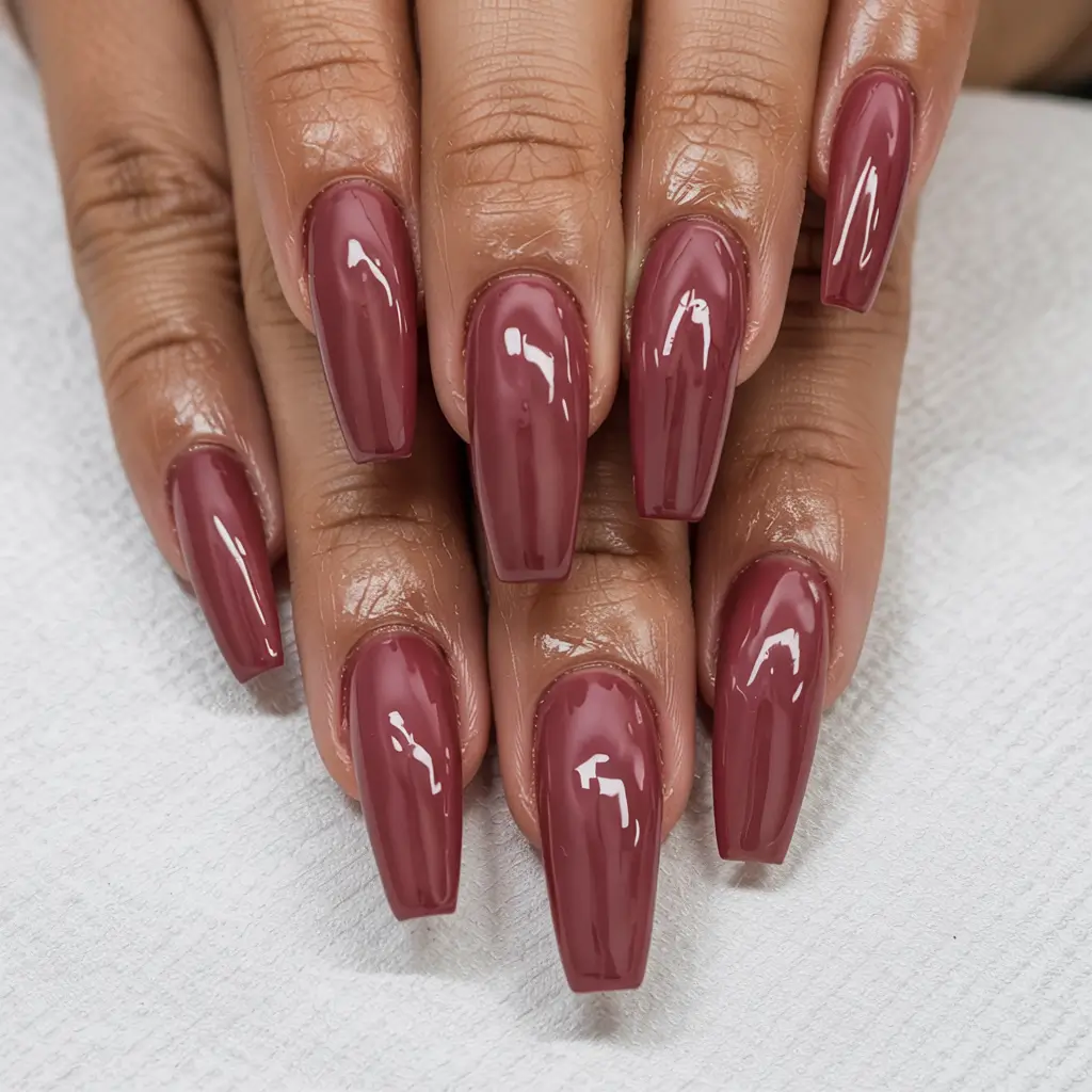 fall pink nail colors ideas 2025 Mulberry Glamour