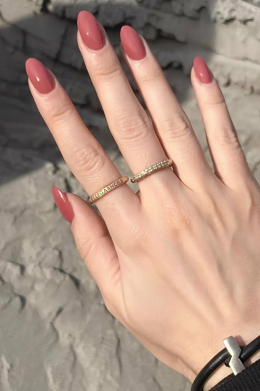 fall pink nail colors ideas 2025 Terracotta Rose