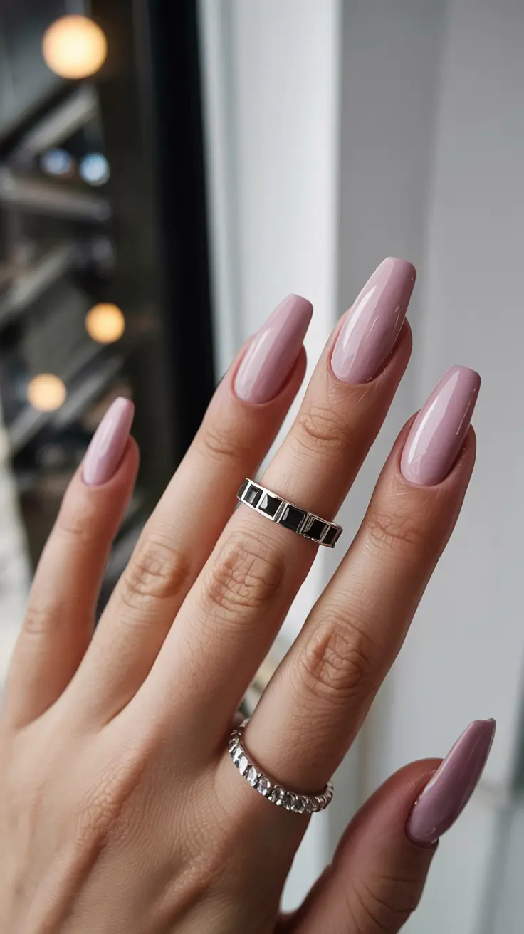 fall pink nail colors ideas 2025 Muted Pink Sophistication