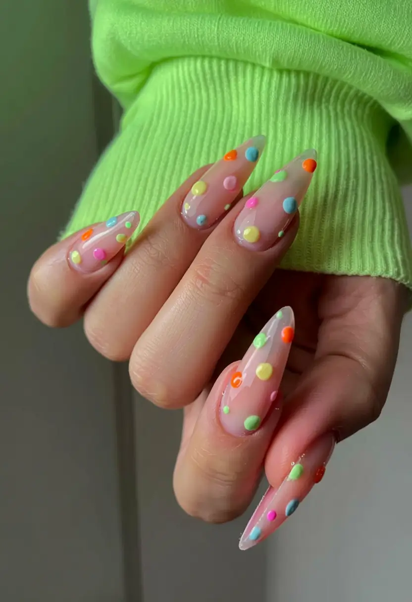 fall rainbow nails ideas 2025 Rainbow Candy Dots