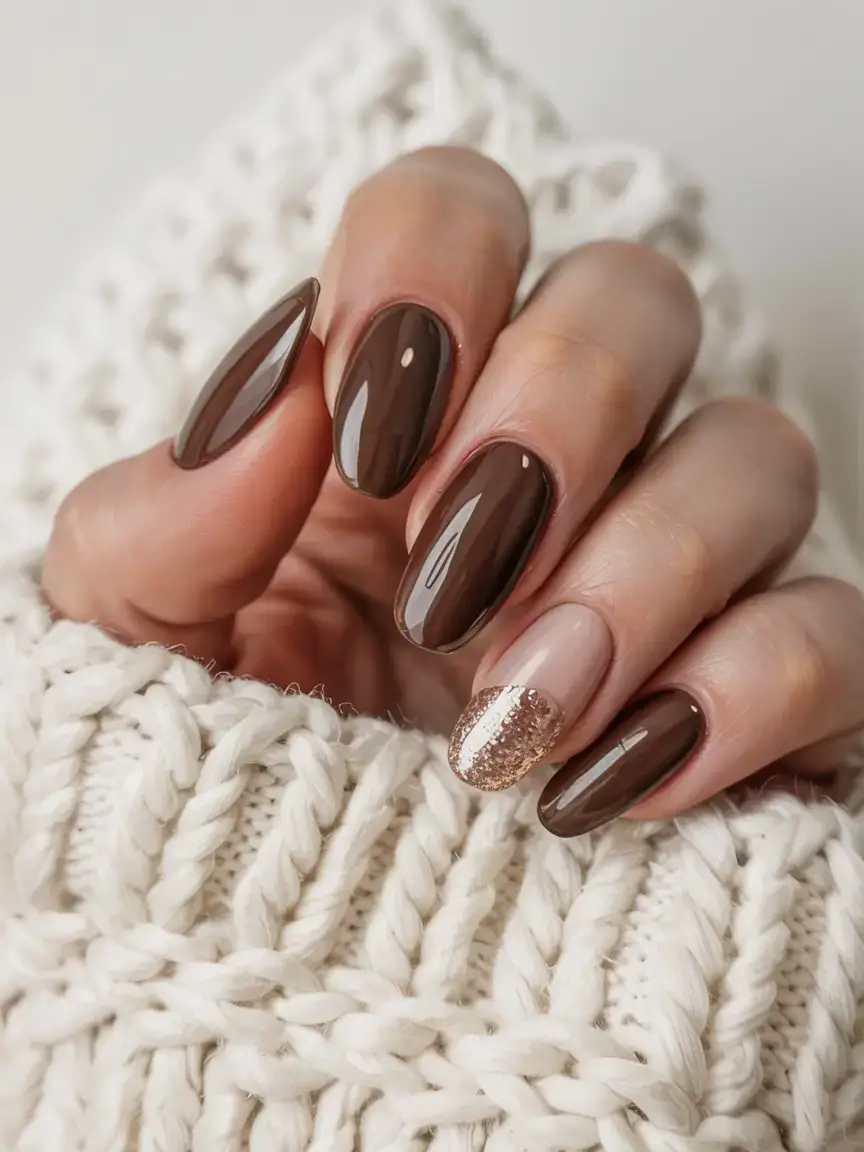 fall season nails ideas 2025 Hazelnut & Champagne