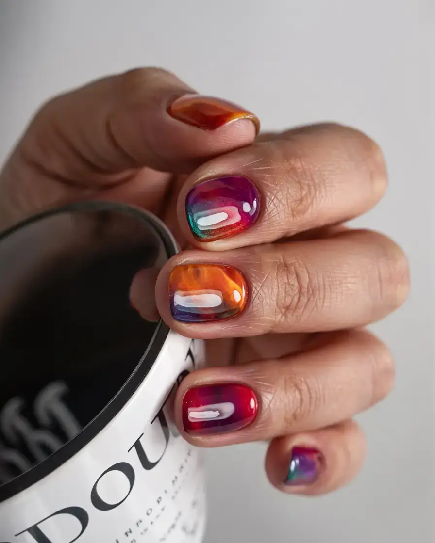 fall season nails ideas 2025 Fall Lava Glass