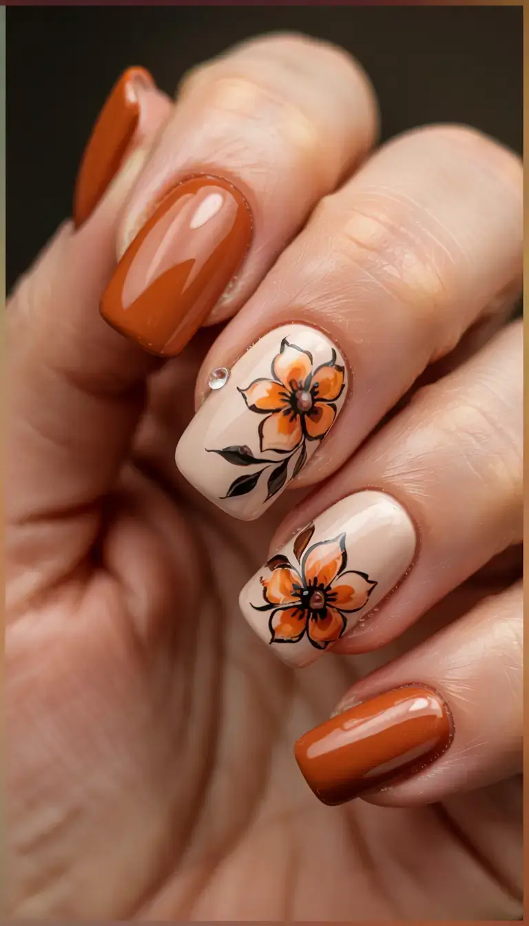fall season nails ideas 2025 Harvest Bloom Statement
