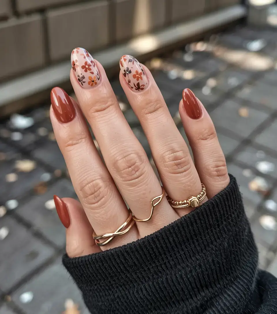 fall season nails ideas 2025 Mini Autumn Field