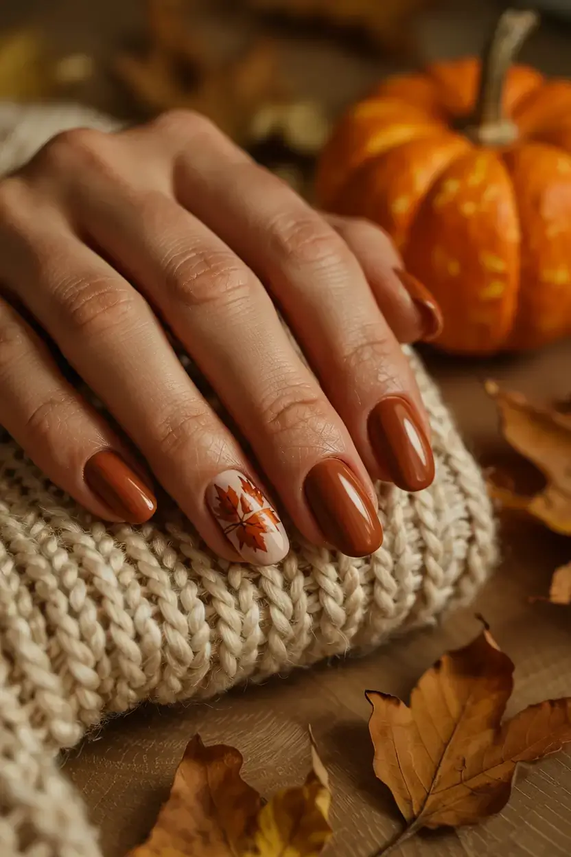 fall season nails ideas 2025 Classic Pumpkin Latte