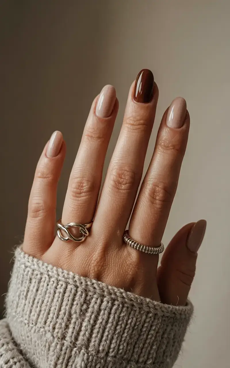 fall season nails ideas 2025 Cocoa Cream Neutrals
