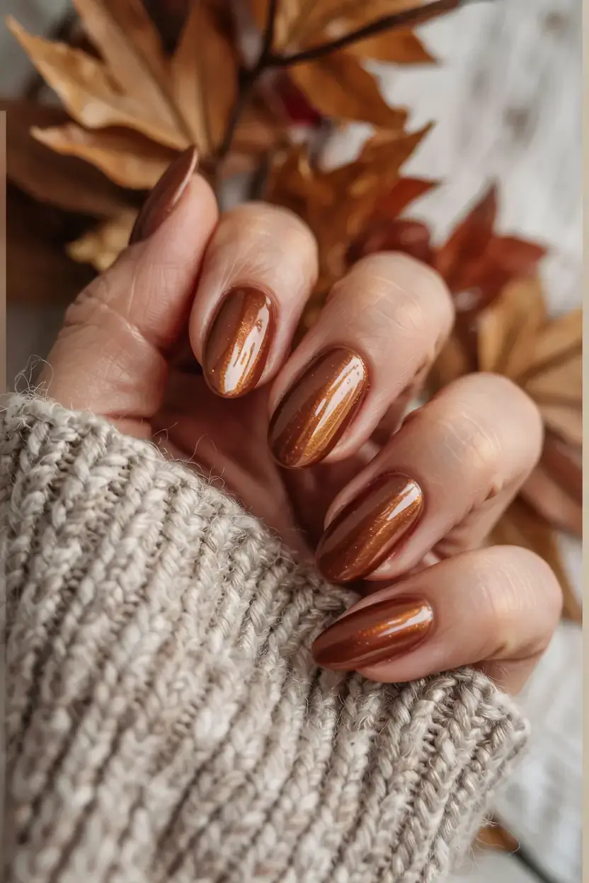 fall season nails ideas 2025 Amber Glazed Perfection
