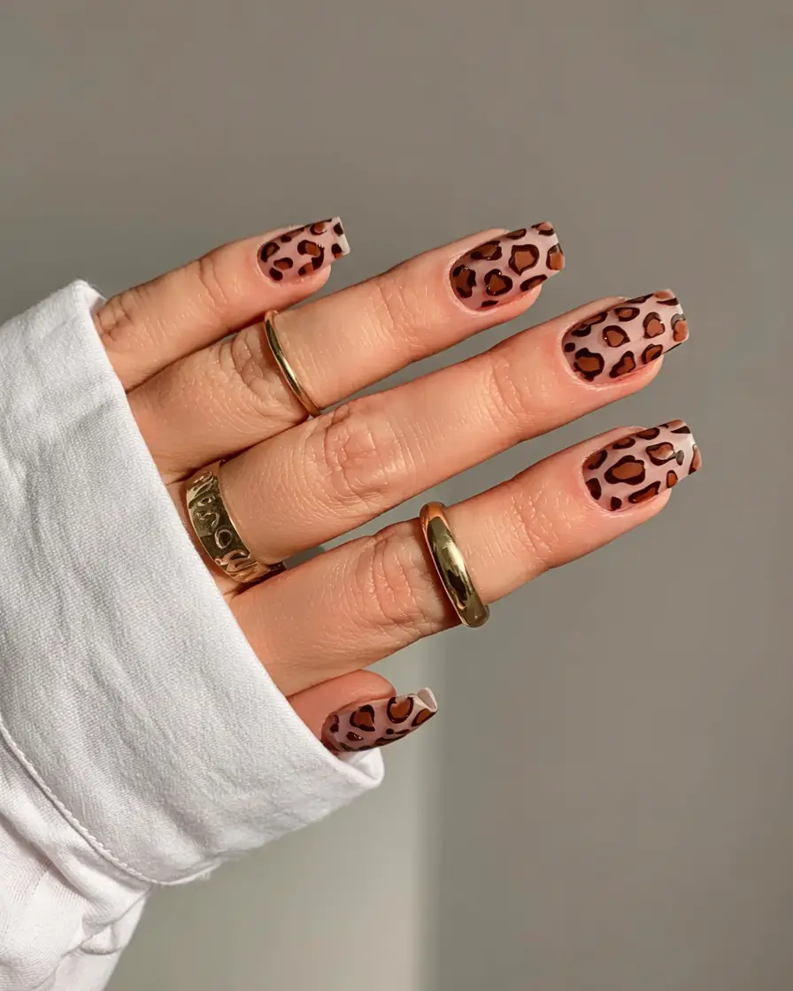 fall square nails 2025 Wild Leopard Energy