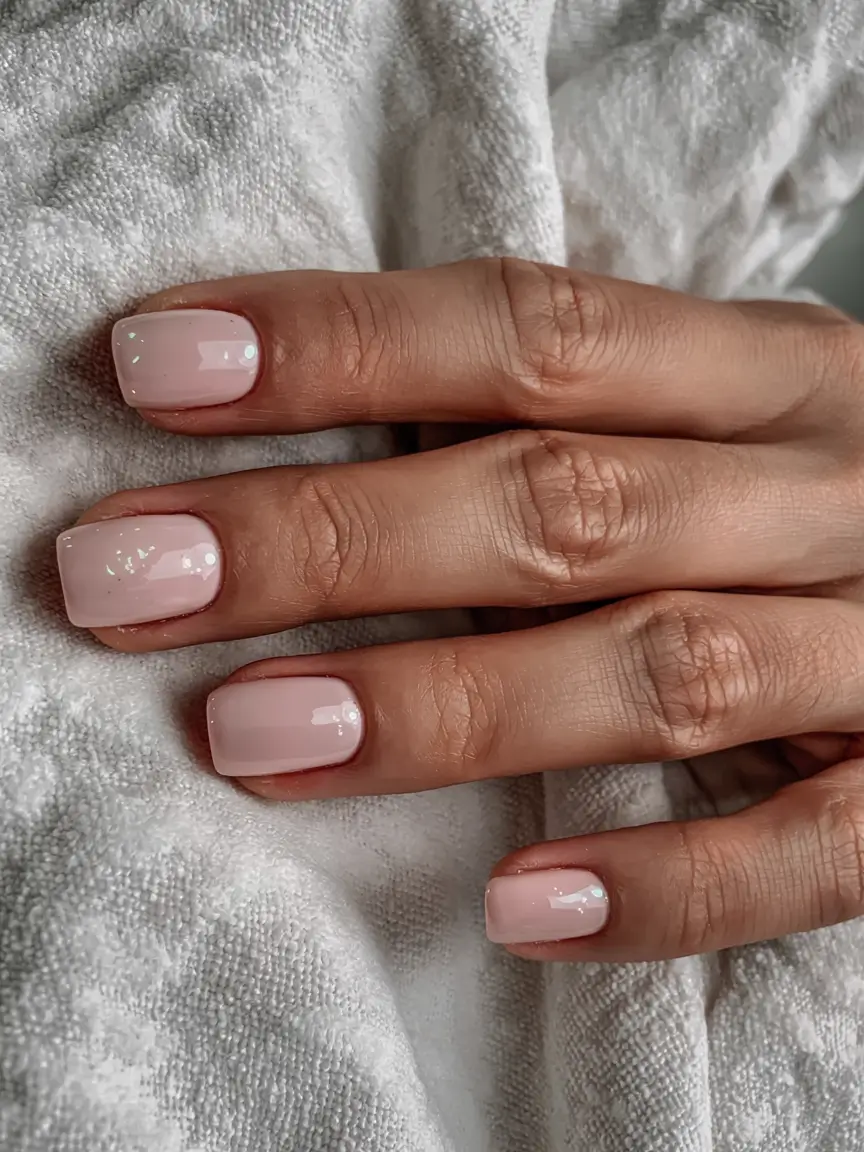 fall square nails 2025 Minimal Blush with Glossy Finish