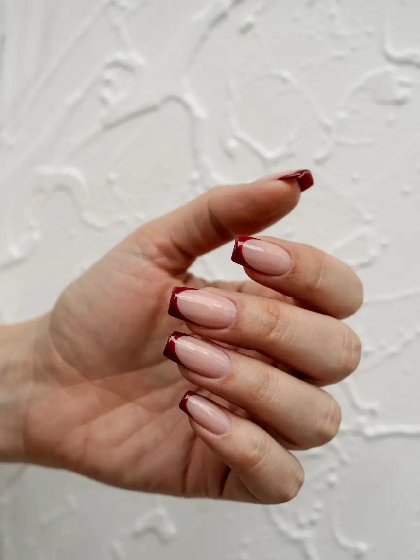fall square nails 2025 Cherry-Tipped Minimalism