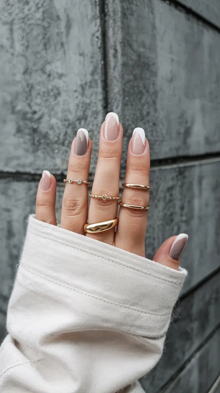 fall square nails 2025 Neutral Waves with Frosted Whites