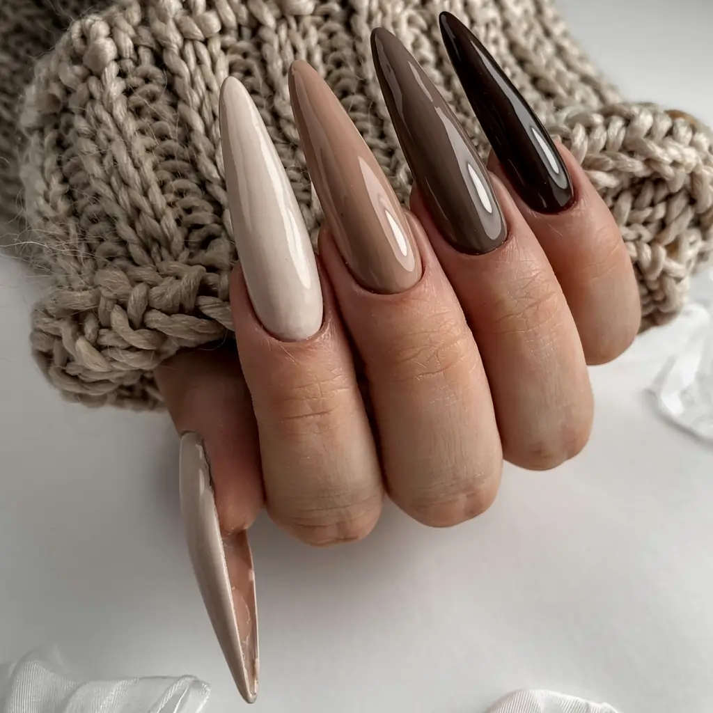fall stiletto nails 2025 Neutral Ombre Luxe