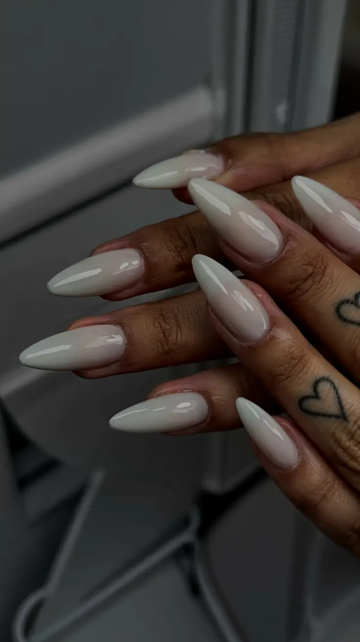 fall stiletto nails 2025 Milky White Minimalism