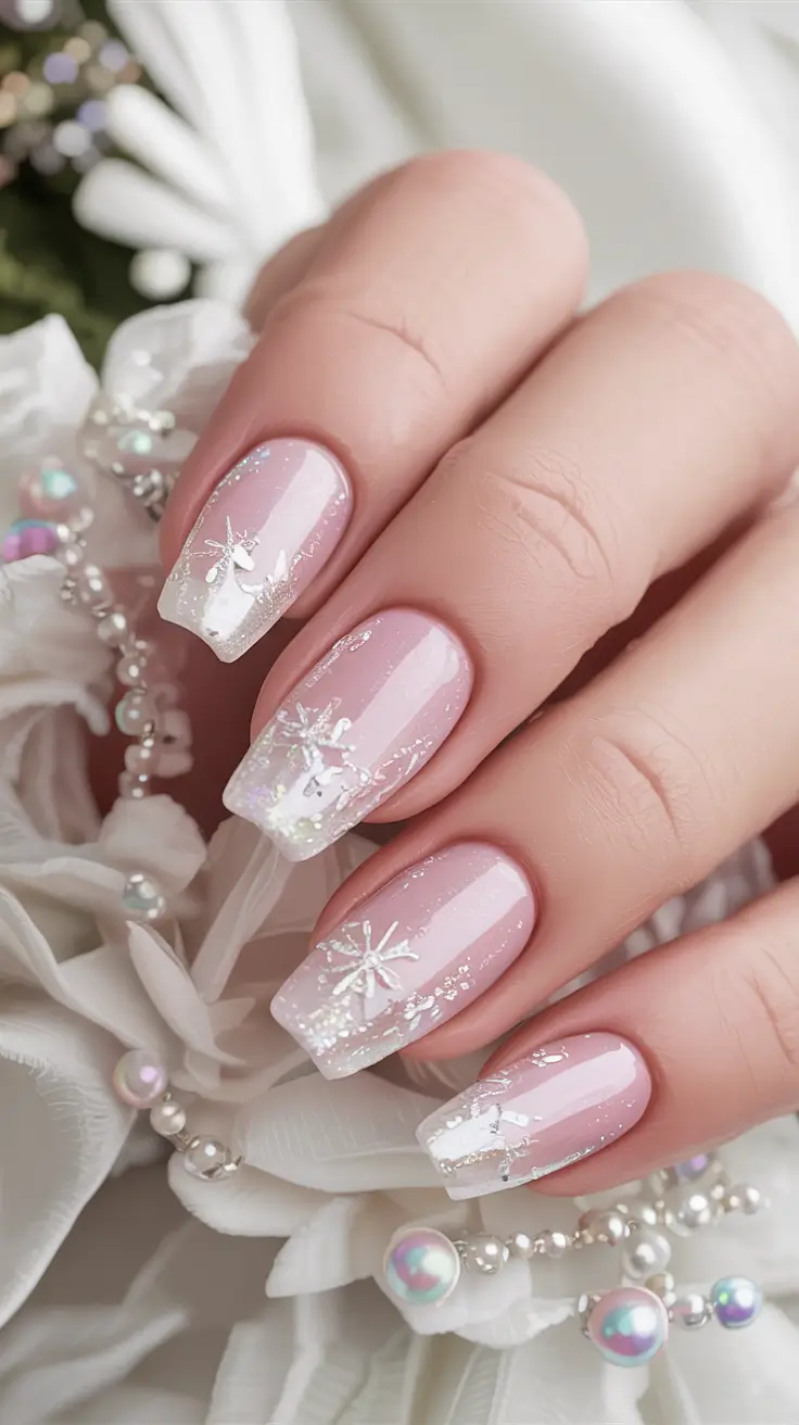 fall wedding nails 2025 Frosted Stardust With a Hint of Fairy Tale