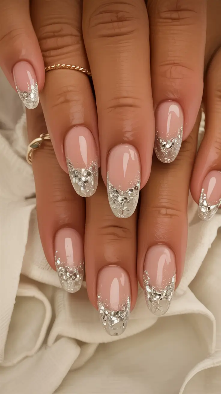 fall wedding nails 2025 Glitter-Tipped Romance for Golden Hour Ceremonies