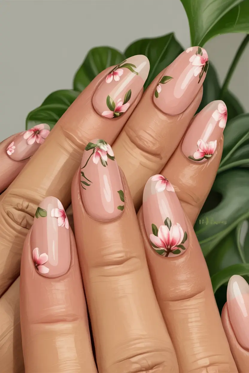 fall wedding nails 2025 Botanical Elegance with a Touch of Whimsy