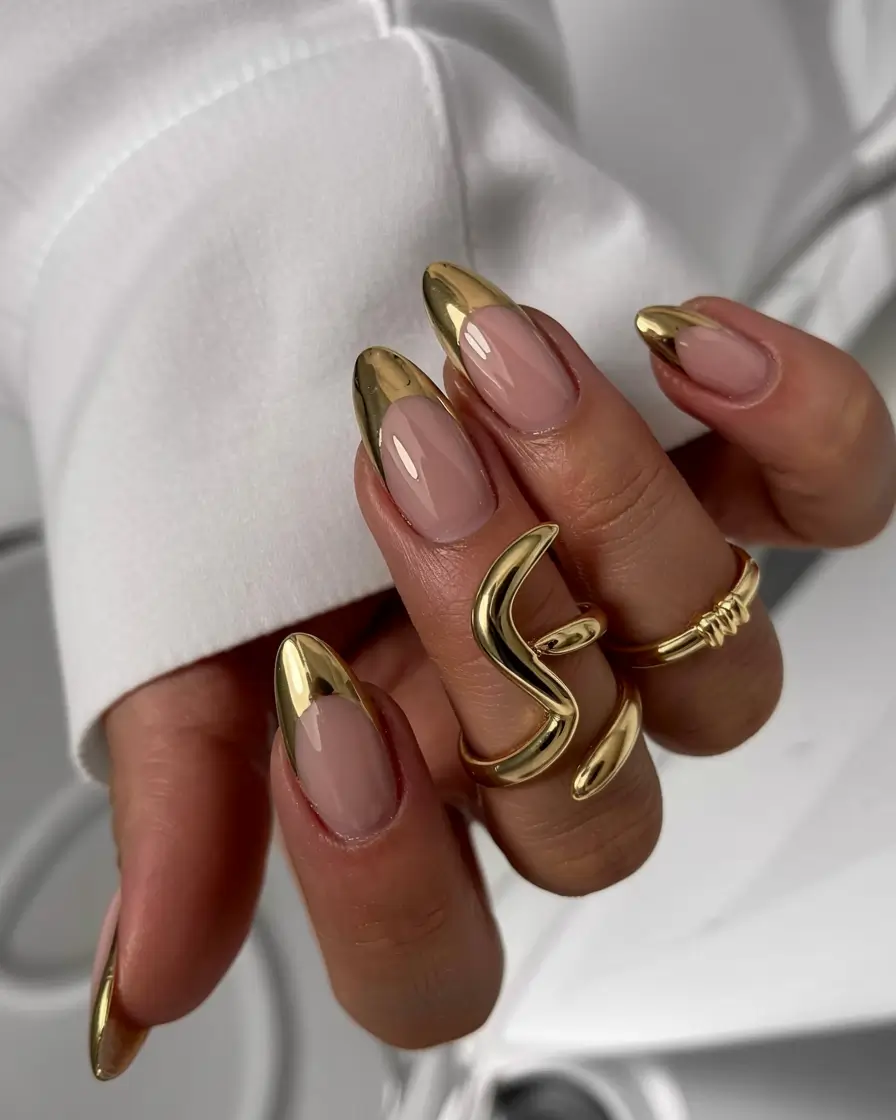 gold fall nails 2025 Molten Gold Tips