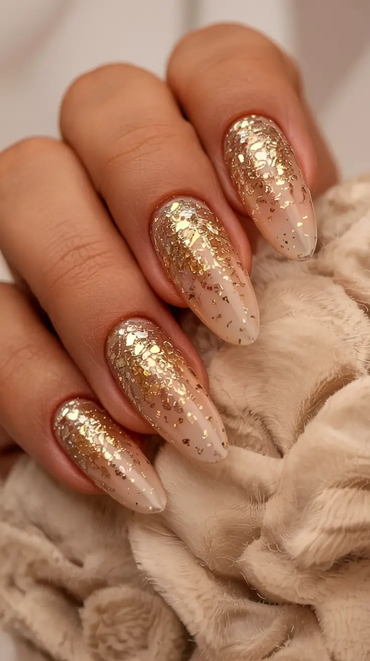 gold fall nails 2025 Golden Glitter Gradient