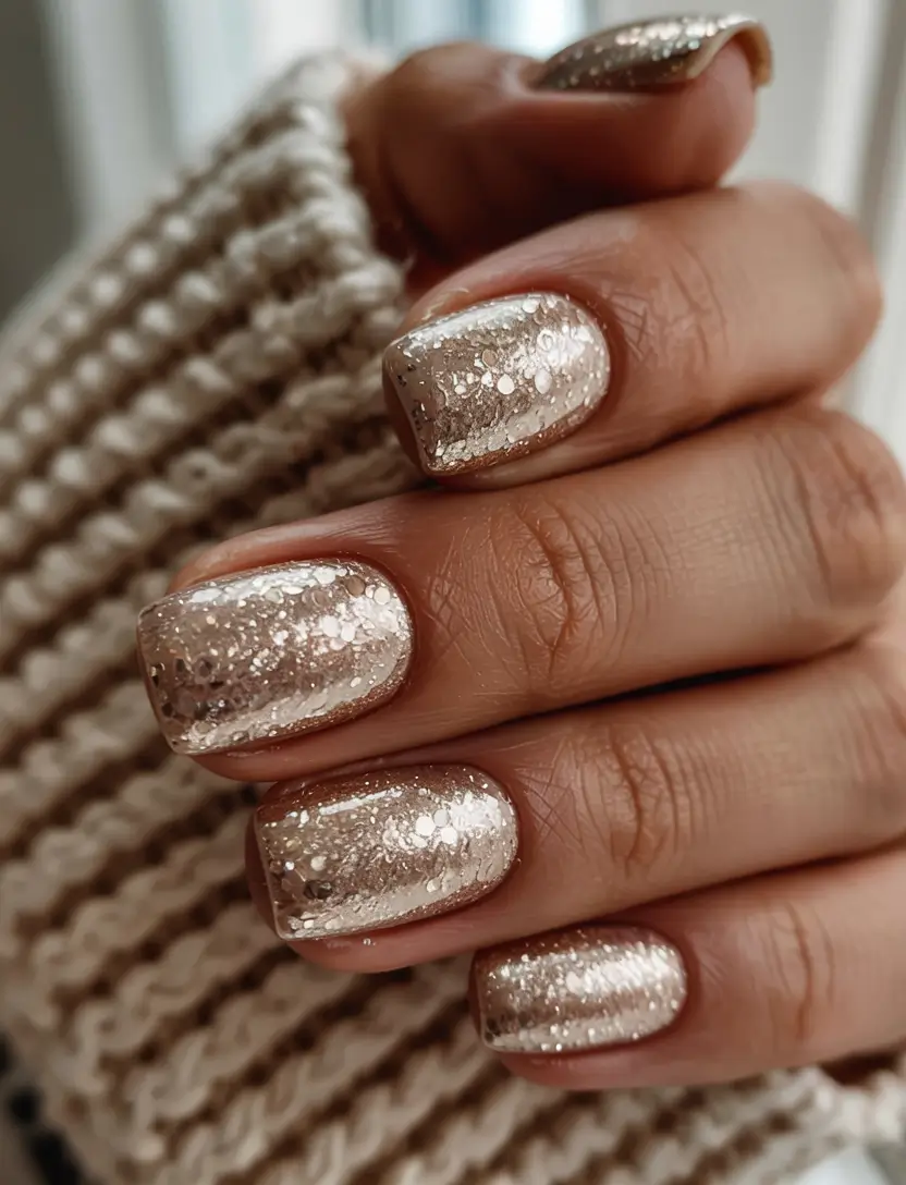 gold fall nails 2025 Glittering Gold Shorties