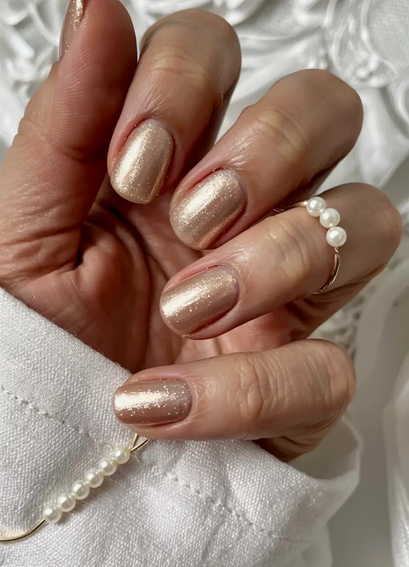 gold fall nails 2025 Golden Pearl Glow
