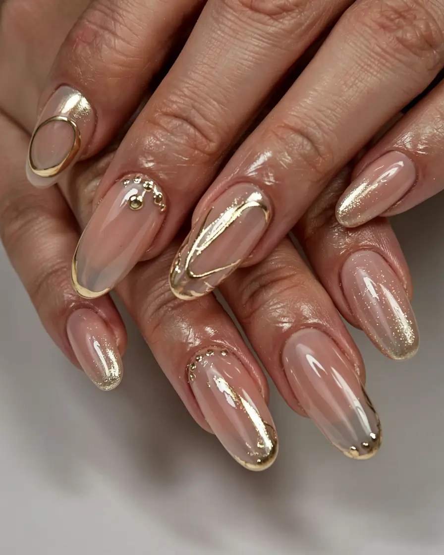 gold fall nails 2025 Golden Frames with Artistic Details