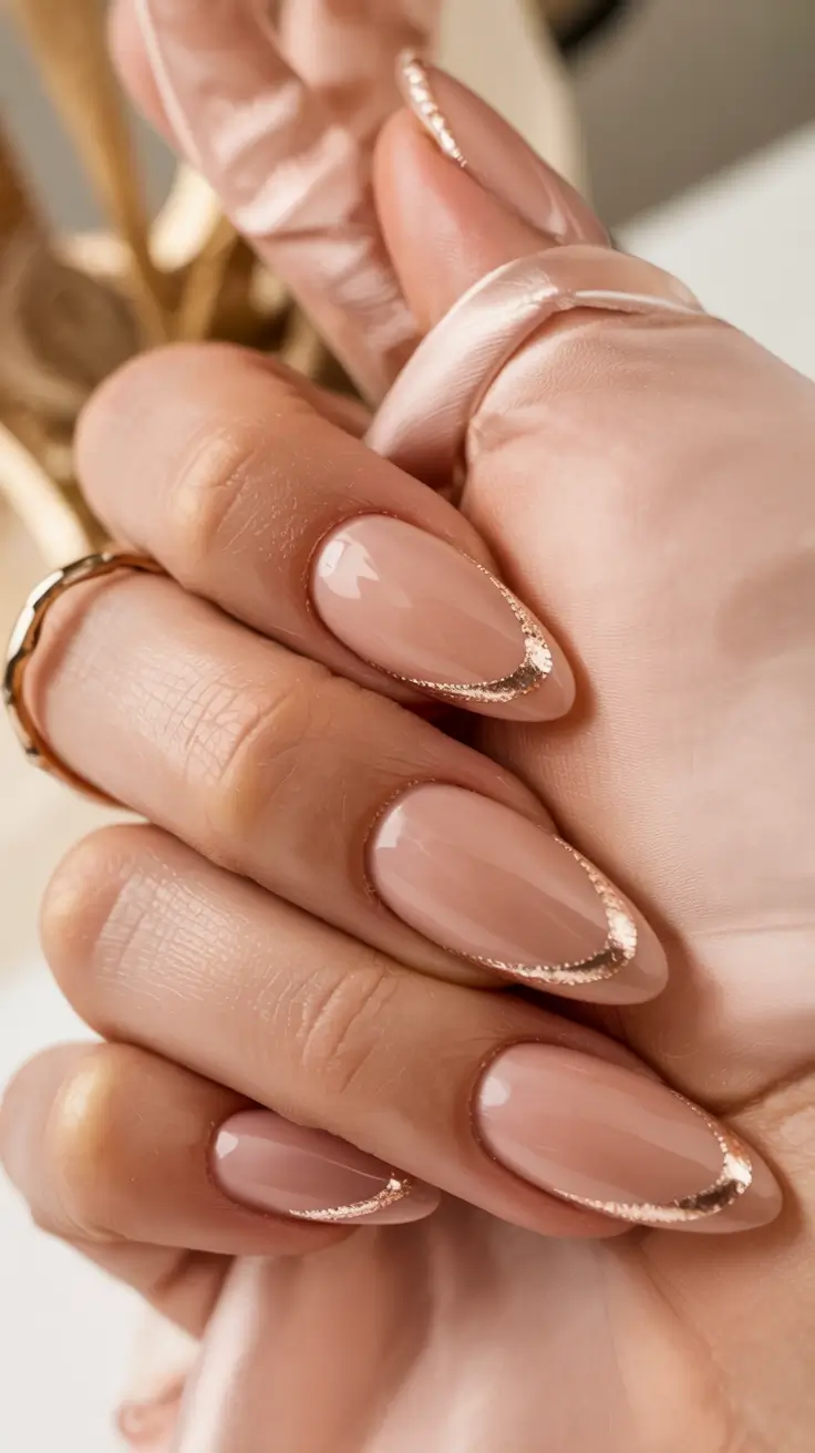 gold fall nails 2025 Minimal Gold Halo