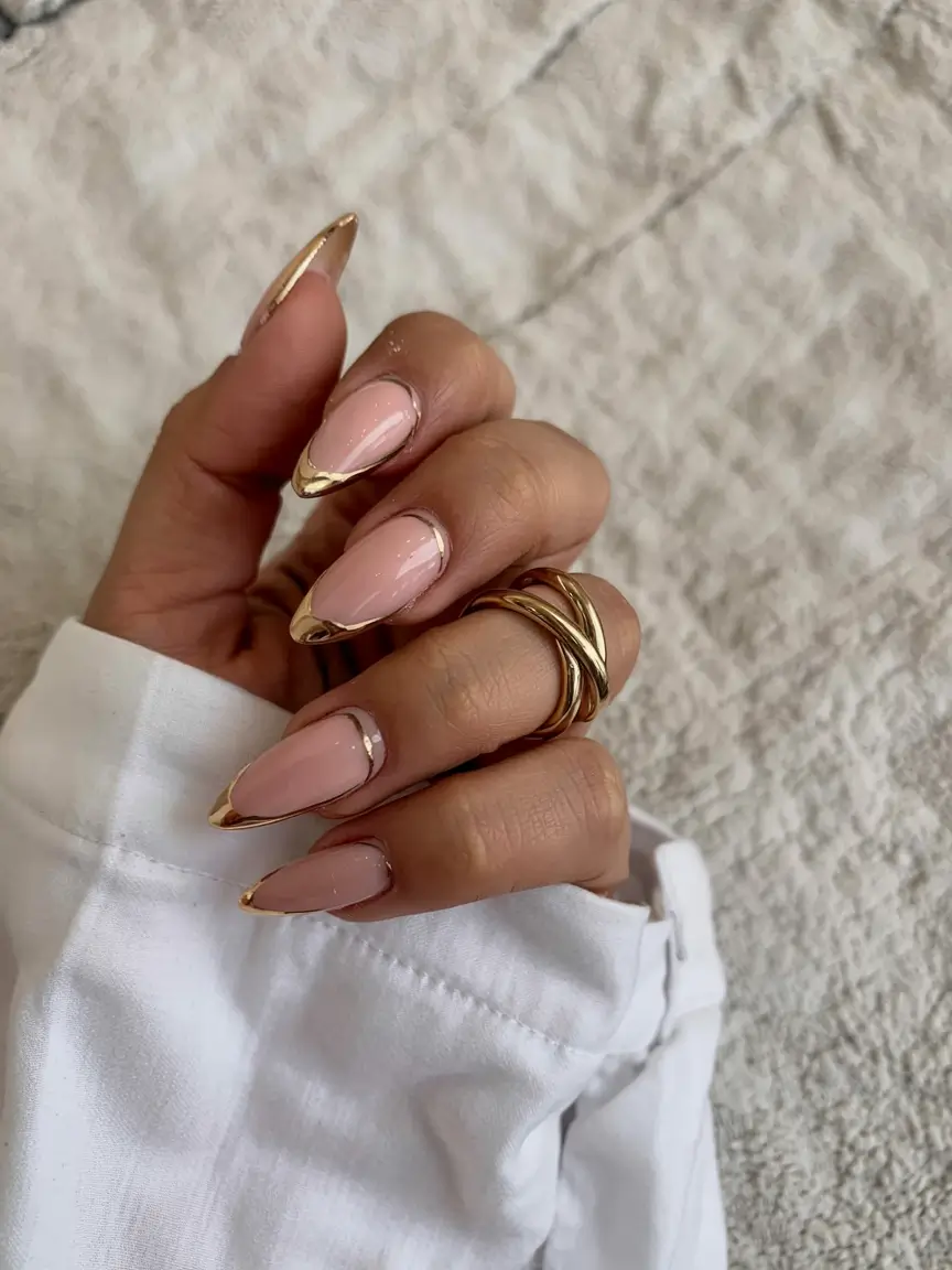 gold fall nails 2025 Dual Gold Accents