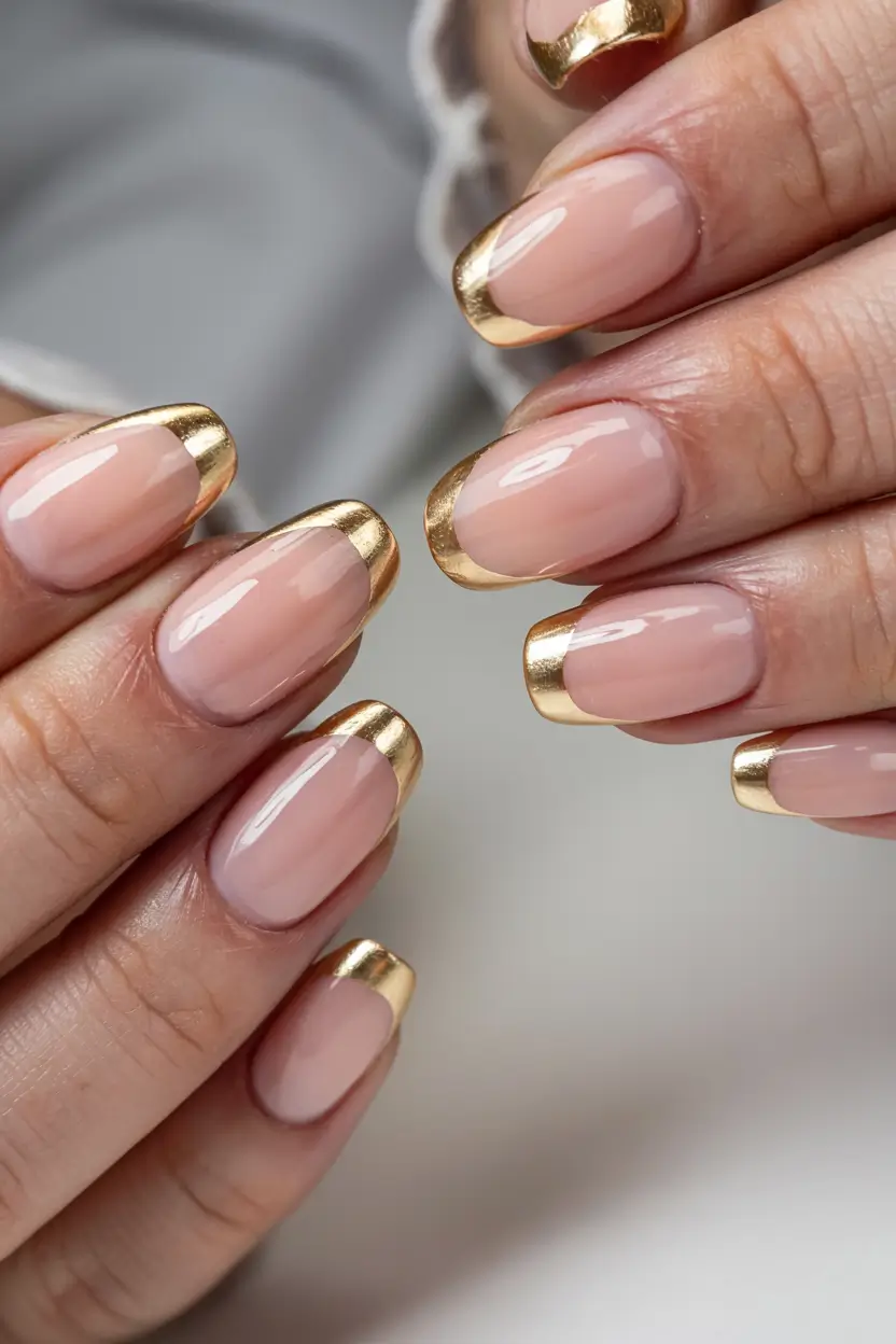 gold fall nails 2025 Chunky Gold French