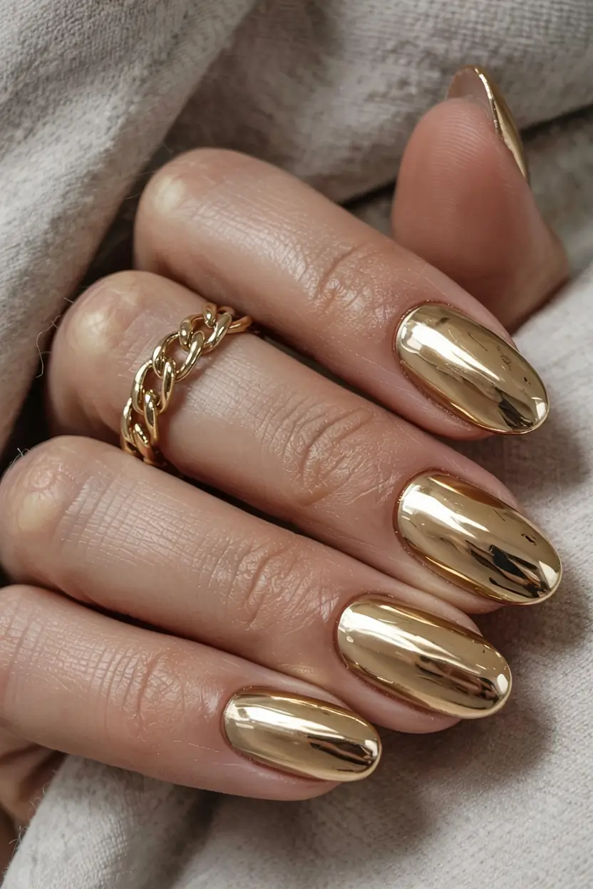 gold fall nails 2025 Golden Chrome Boldness
