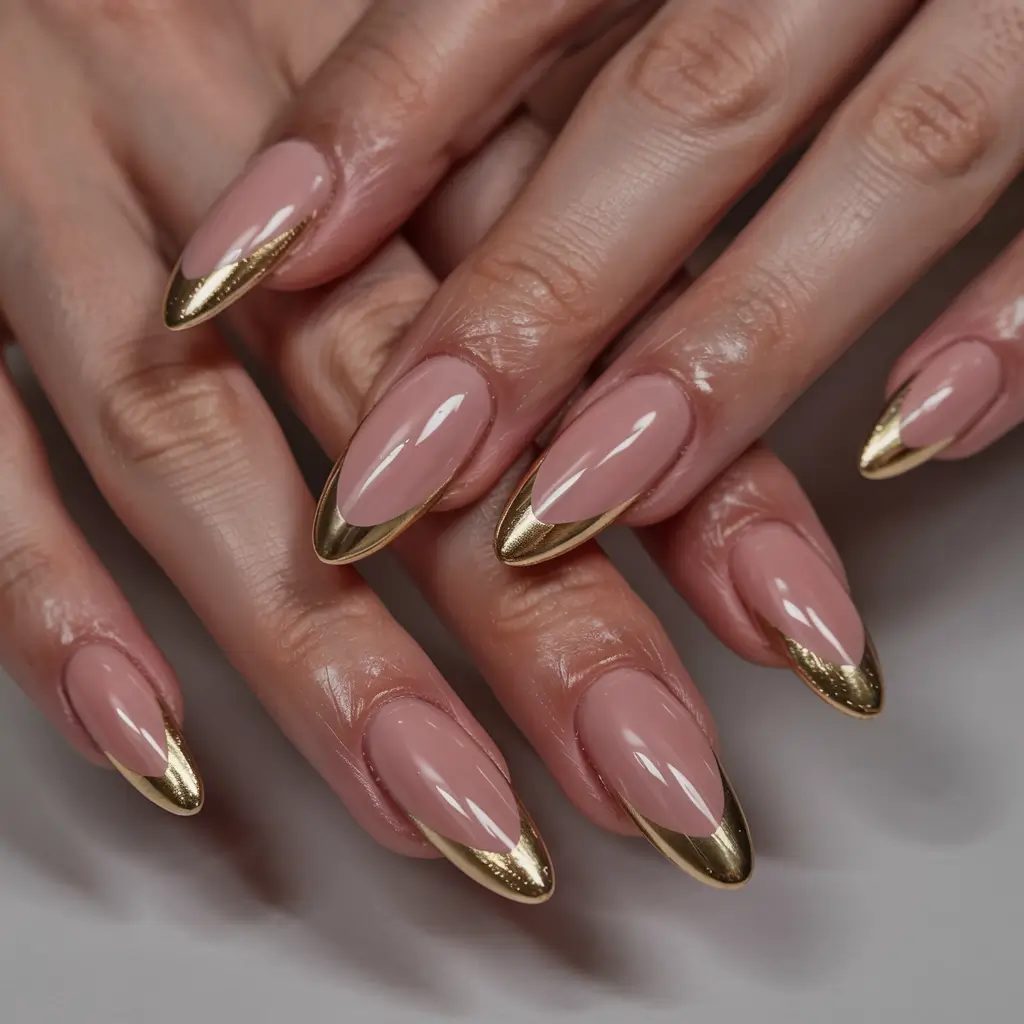 gold fall nails 2025 Golden-Dipped Almonds