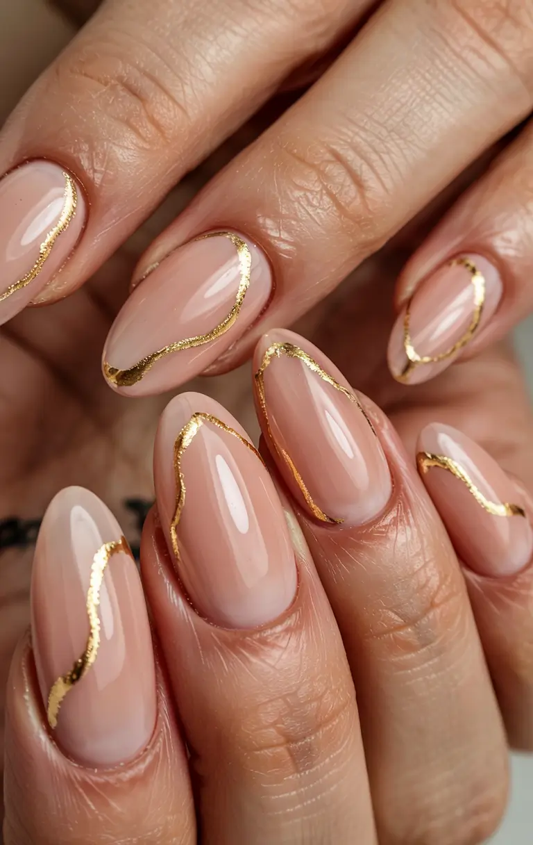 gold fall nails 2025 Golden Ripples