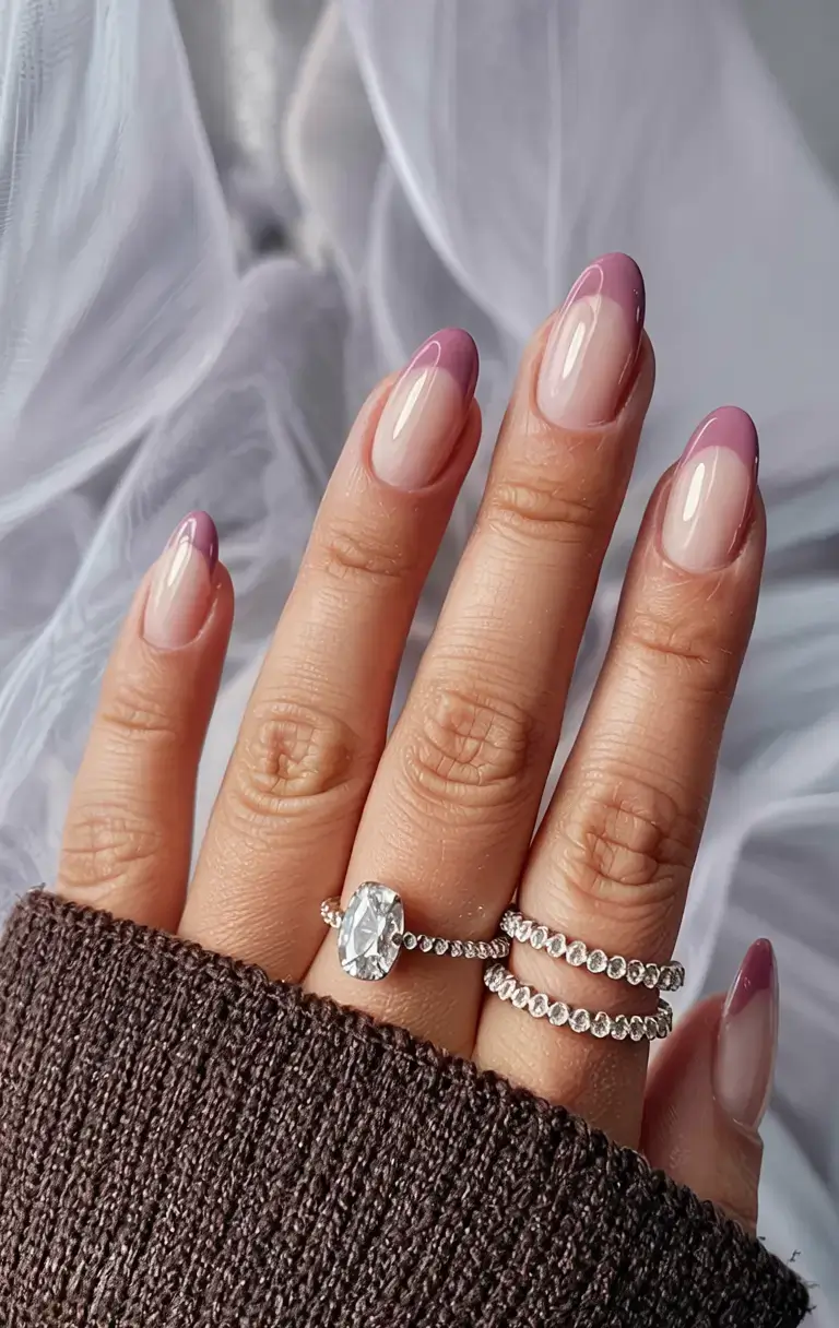 minimalist fall nails 2025 Muted Mauve French Fade