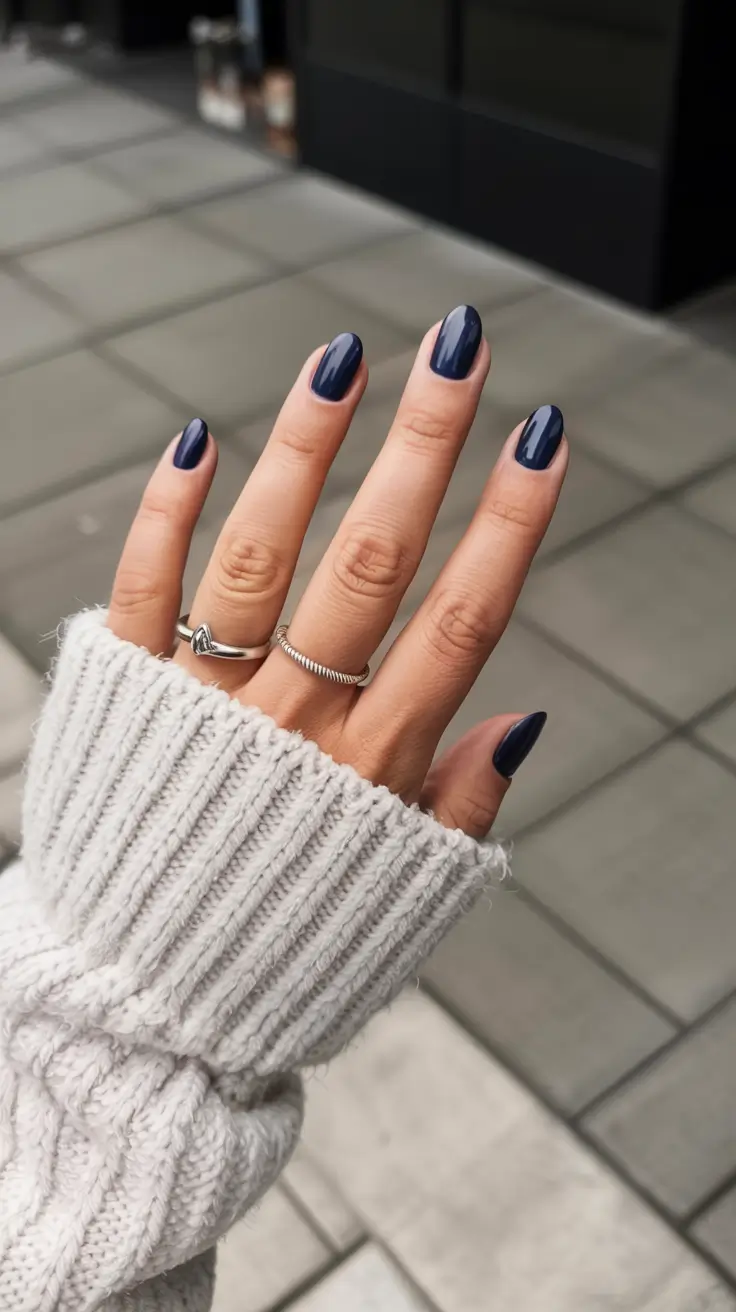 navy blue fall nail ideas for 2025 Everyday Navy Chic