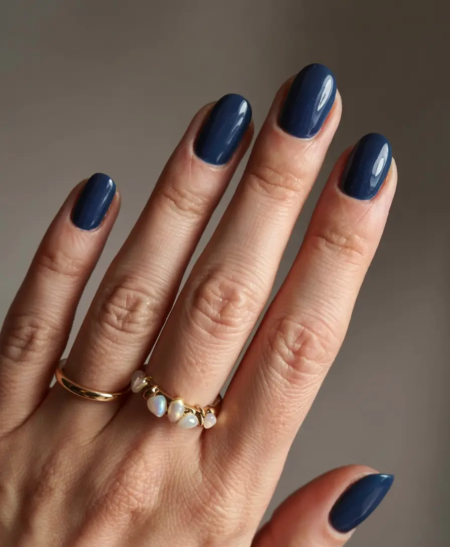 navy blue fall nail ideas for 2025 Soft Navy Simplicity