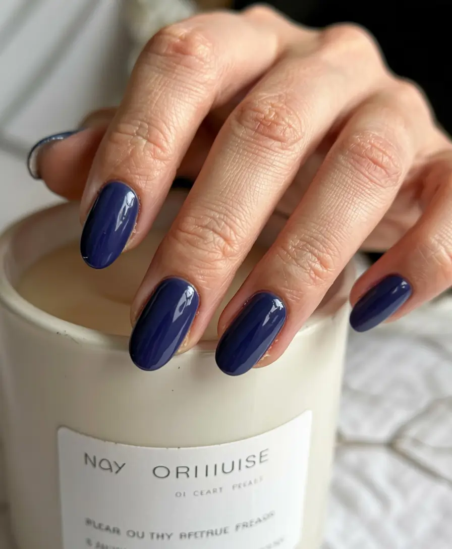 navy blue fall nail ideas for 2025 Cozy Navy Classics