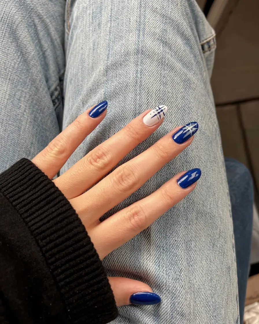navy blue fall nail ideas for 2025 Modern Navy Accents