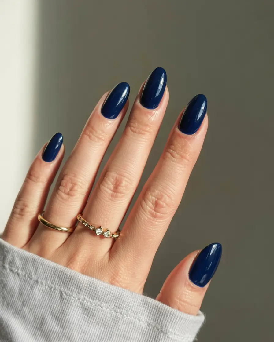 navy blue fall nail ideas for 2025 Classic Navy Minimalism