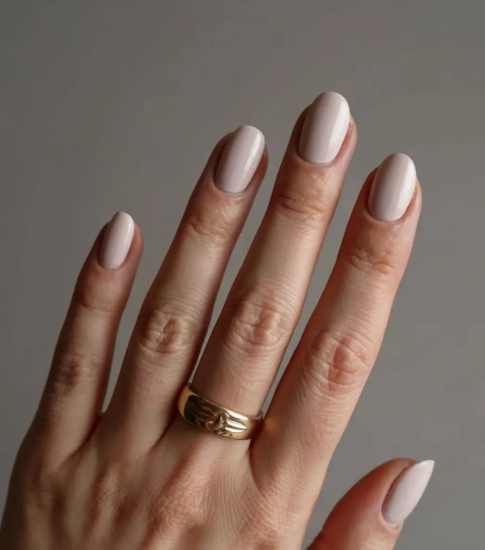 neutral fall nails 2025 Ivory Almond Elegance