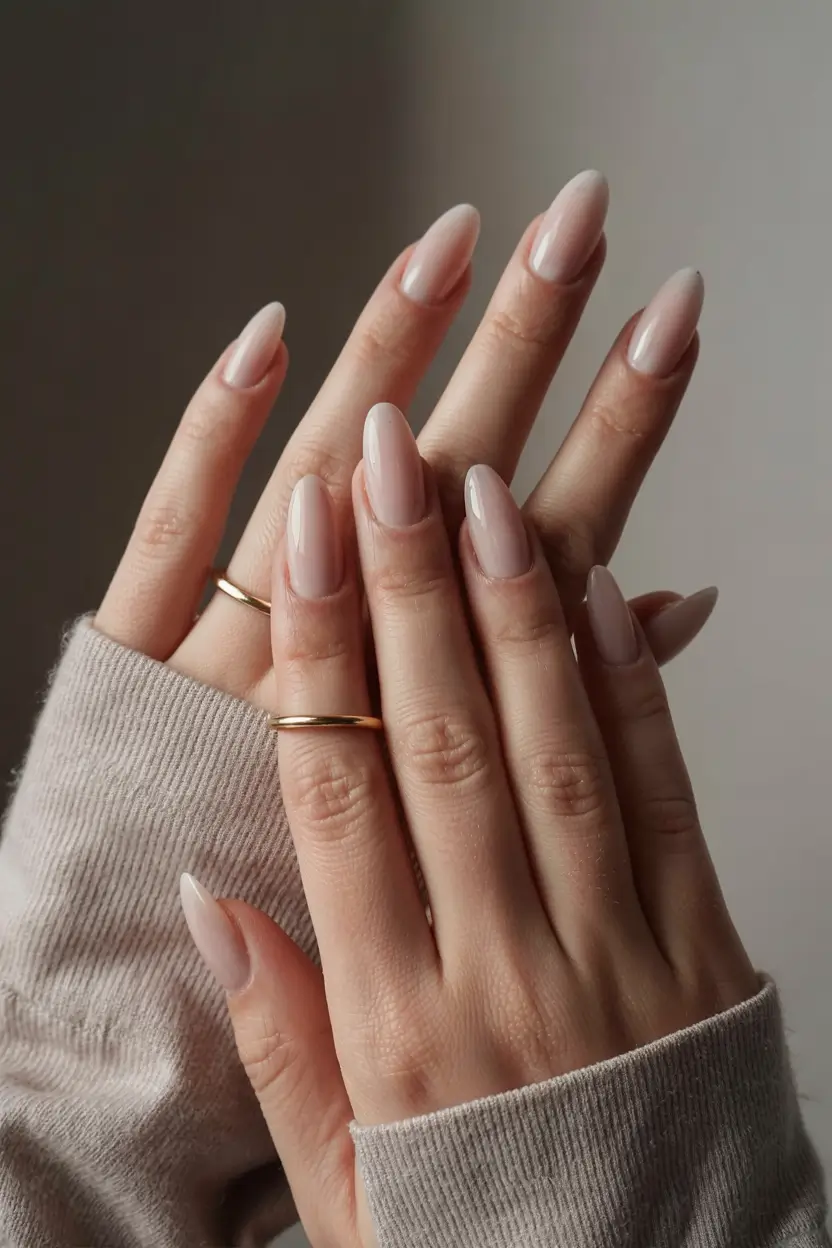 neutral fall nails 2025 Milky Almond Perfection