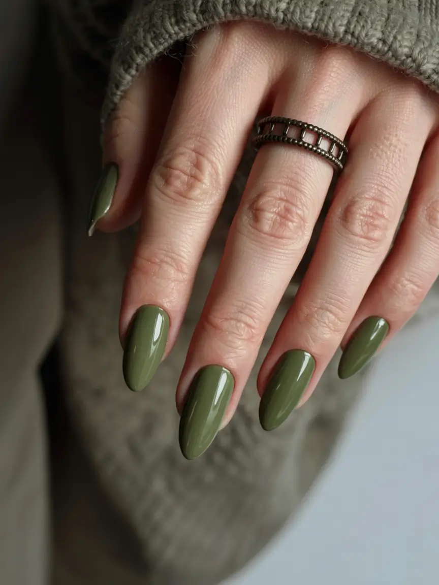 olive green fall nails 2025 Modern Olive Length