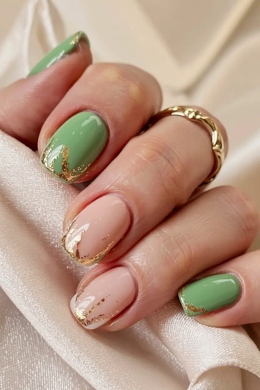 olive green fall nails 2025 Golden Olive Fusion