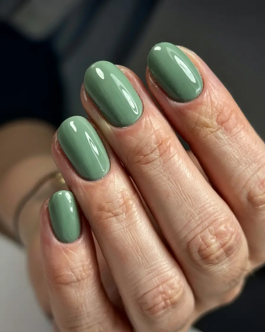 olive green fall nails 2025 Pastel Olive Simplicity