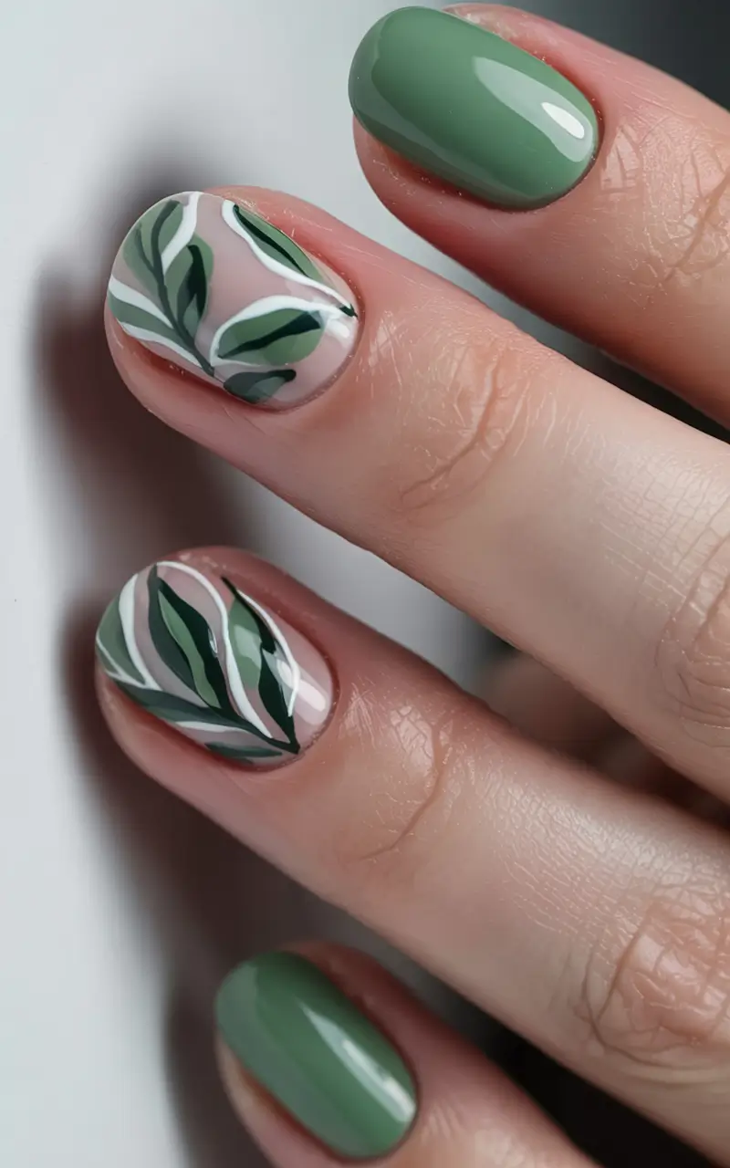 olive green fall nails 2025 Olive Leaf Whispers