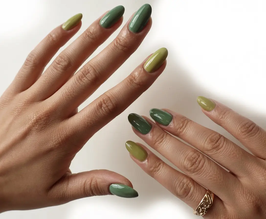 olive green fall nails 2025 Olive Ombré Harmony