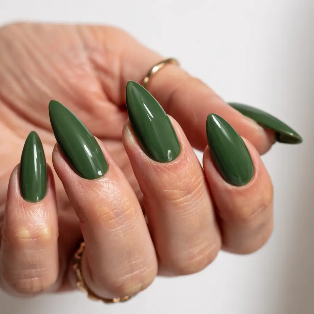 olive green fall nails 2025 Bold Olive Drama