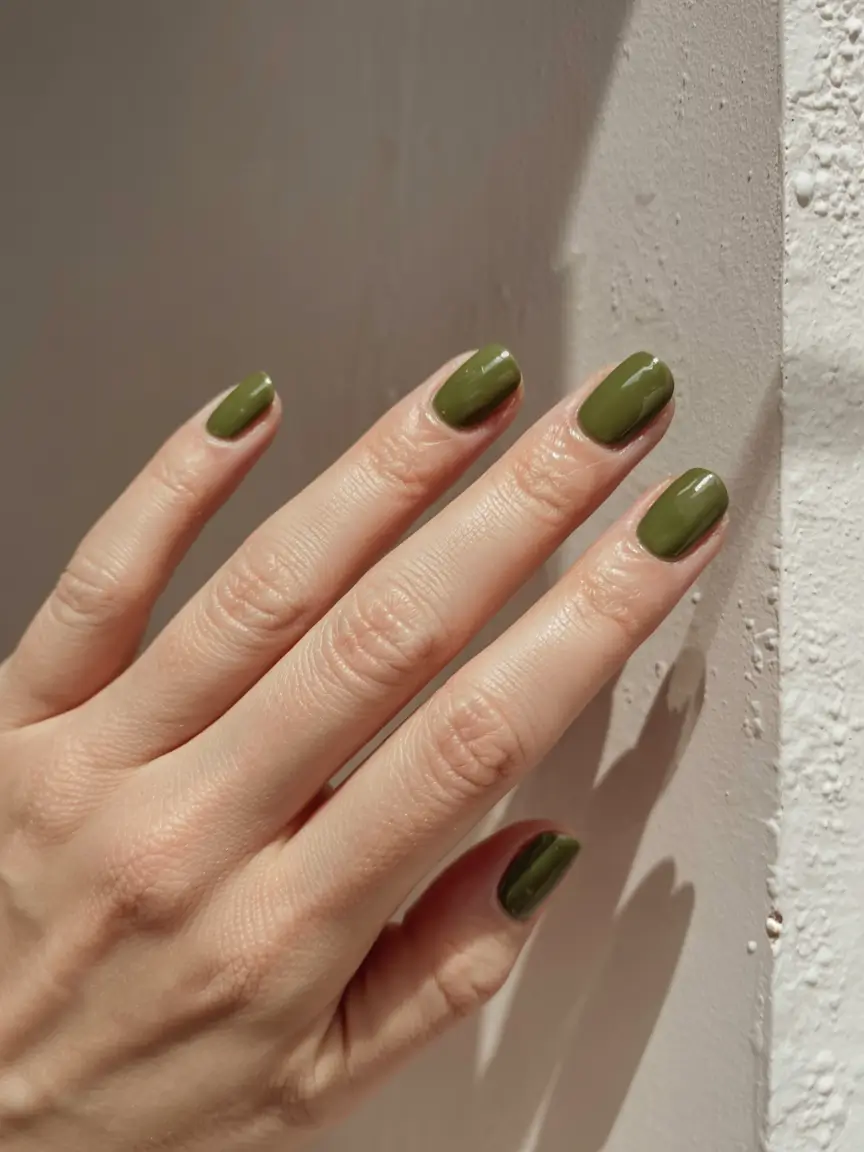 olive green fall nails 2025 Minimalist Olive Charm