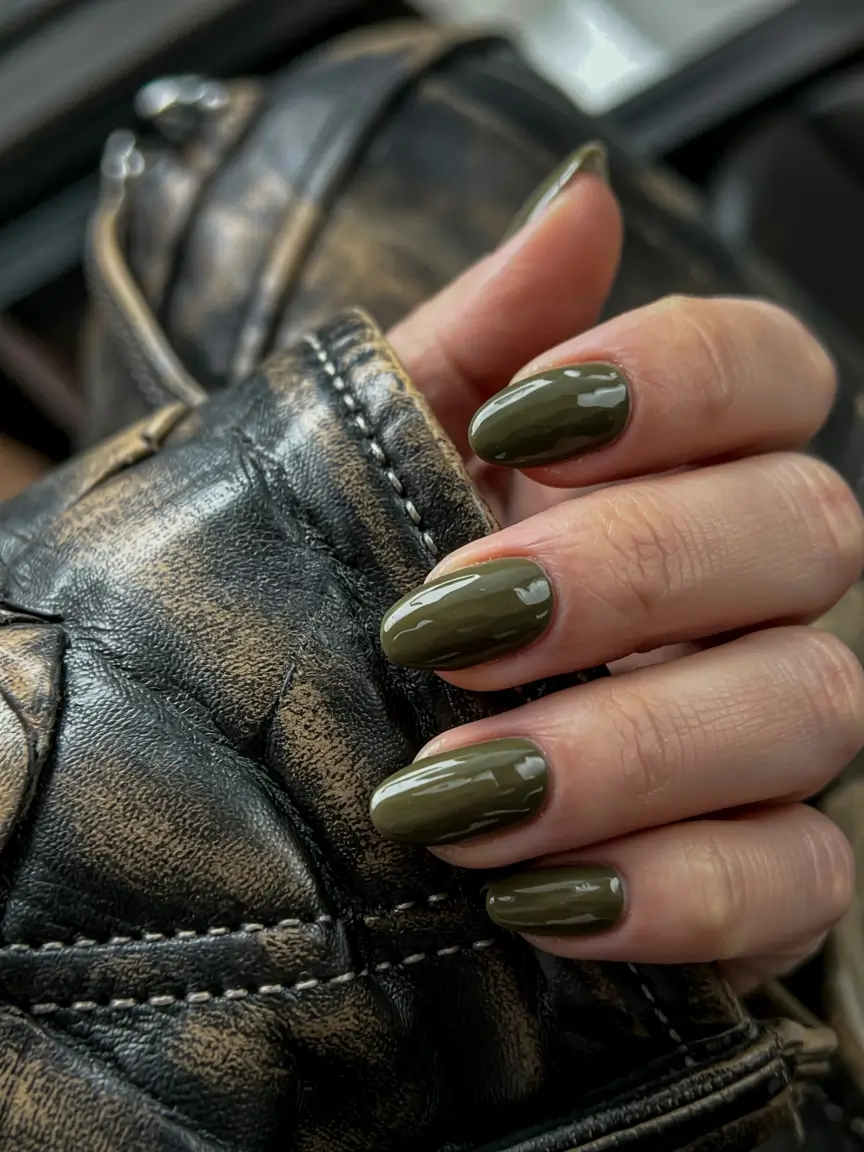 olive green fall nails 2025 Deep Olive Confidence